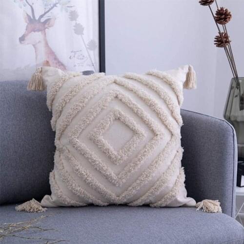 45*45cm Decorative Cushion Cover with Tassel Fringes, Boho Super Soft Cushion Covers Tassel for Sofa Couch, Bedroom Living Room