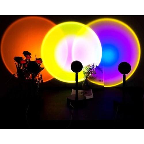 5V USB Powered Atmosphere Sunset Lamp Remote Control Projector Night Light Dimmable RGB Table House Wall Decor Lights 16 colors