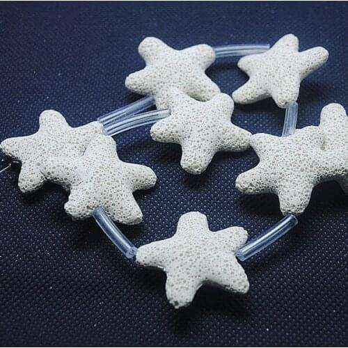 8 pcs/lot nature white lava stone volcano lava stone beads accessories loose gem stone big five stars shape size 40mm