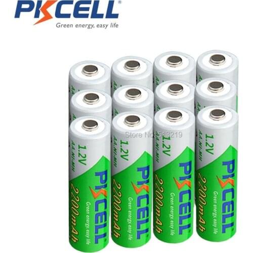 12Pcs PKCELL 1.2V Ni-MH AA 2200mAh LSD Rechargeable Battery Low self-discharge 2A Baterias batteries for camera flashlight