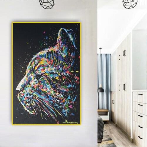 Watercolor Cat Face AnimalWall Art Canvas Print and Poster Painting Nordic Scandinavian Decoration Wall Picture for Living Room