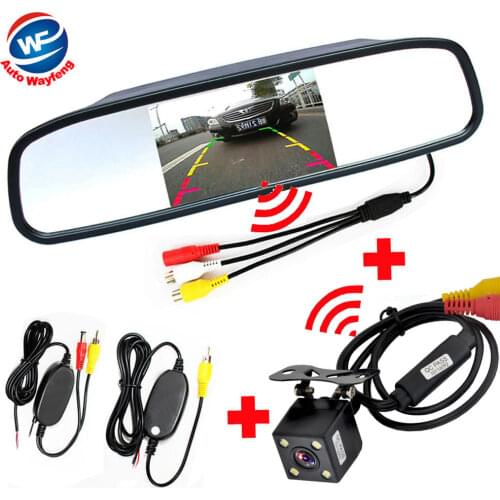 Wireless Car Rear View Camera with mirror Monitor System kit Assistance 2.4Ghz Wireless Camera system kit hot sale