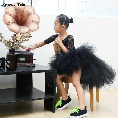 Black Tutu Skirt Girl Children Ballet Pettiskirt Tutu Train Trai Unicorn Party Birthday Girls Skirts for Kids Halloween Costume