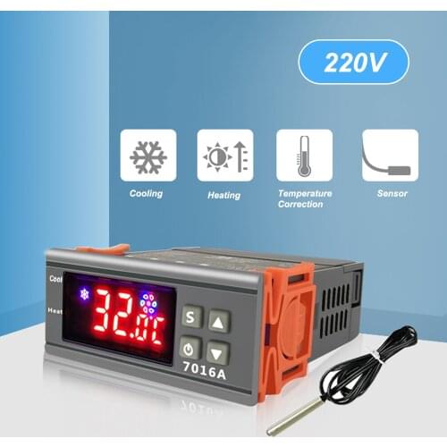 7016A Digital Temperature Switch Controller 30A High-Power ℃ ℉ Display Heating Cooling NTC Sensor Temp Control Thermostat