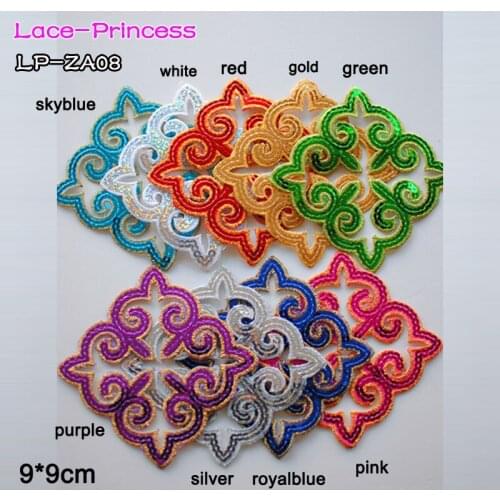 10 PCS 19X9CM colorful sequins lace fabric flower applique patch embroidered flowers clothes diy accessories ZA08