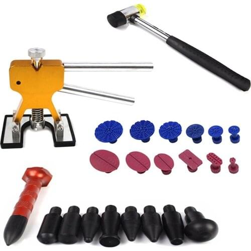 Car Hail Damage Repair Tool Dent Lifter Glue Tabs Metal Click Down Pen Rubber Hammer Dent Removal Tool Kit