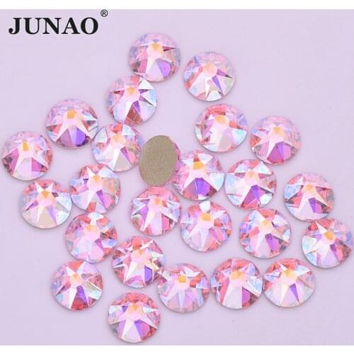 JUNAO 16 Cut Facet SS20 Pink AB Crystal Glass Rhinestone Flat Back Strass Stickers Face Nails Art Decoration Non Hotfix Stones