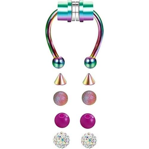 Fake Piercing Nose Ring Septum Rings for Women Stainless Steel Magnet Septum Rings Goth Punk Body Hip Hop Body Jewelry Gifts