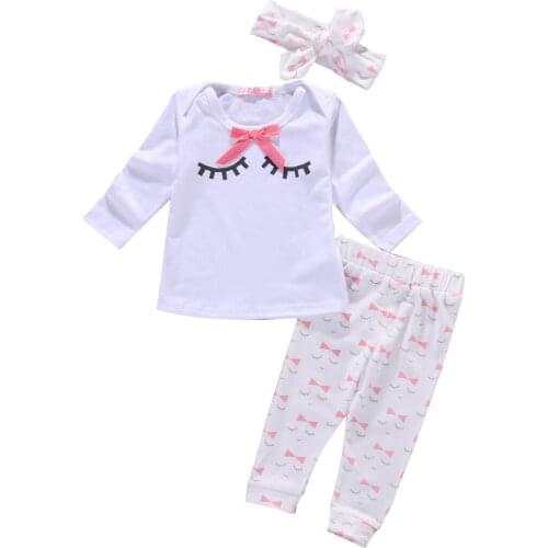Newborn Baby Girl Clothing Sets Toddler Baby girl clothes Spring Autumn 3pcs suits (Top+ Pants+Headband) Infant girls outfits
