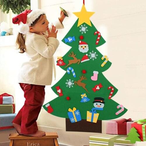 Creative DIY Felt Christmas Tree New Year Gifts Kids Toys Artificial Tree Wall Hanging Ornaments Christmas Decoration for Home