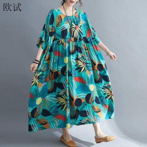 Plus Size Summer Beach Dress Women Floral Casual Oversized Ladies Dresses 4XL 5XL 6XL Vestidos Robe Femme Holiday Dress 2021 New