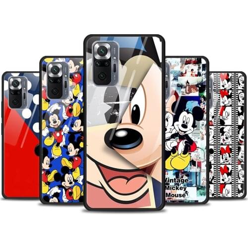 Mickey Mouse cartoon cute for Xiaomi Redmi Note 10 Pro Max 10S 9T 9S 9 8T 8 7 Pro 5G Luxury Tempered Glass Phone Case Cover