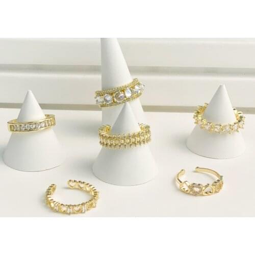 Fashion Luxury Copper Heart Irregular Round Open Rings for Women Lucky Shiny Pearl Rotating Gold Adjustable Ring Girlfriend Gift