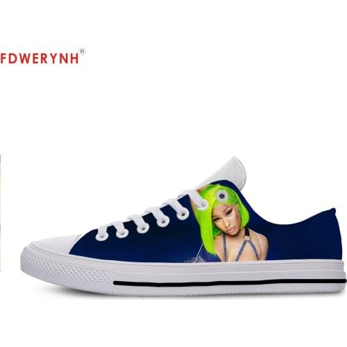 Mens Casual Shoes Pop Funny Hip Hop Nicki Minaj Lace-Up Canvas Strap Ladies Casual Man Shoes Comfortable