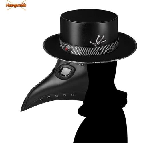 2021 New Plague Doctor Mask Black Death Halloween Steam Punks Beak Synthetic Leather Halloween Masks Steampunks Prop Carnival
