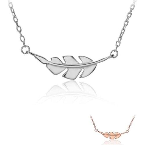 SILVERHOO Real 925 Sterling Silver Necklace For Women Minimalist Tree Leaf Rose Gold Pendant Necklaces Fine Jewelry New Arrival