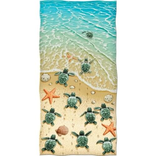 New Turtles on The Beach Travel Towel Turtle Starfish Seaside Towel for Bath Microfiber Bathroom Camp Accessories for Kids Gift