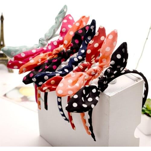 Cute 6pcs/lot Adult & Kids Hair Head Bowknot Dot Headband Cloth Rabbit Ears Hairband Women Girls Accessories Free Shipping