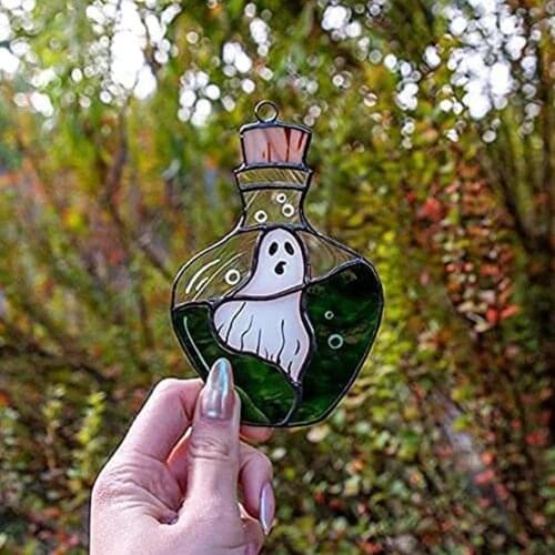 Ghost Stained Acrylic Window Hangings Halloween Decorations Handmade Whimsical House Decor Ornament Window Art