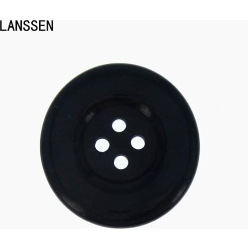 8pcs 1-3/8" 4-Holes Black resin buttons sewing round large button for DIY craft clothes coat accessory 34.0mm