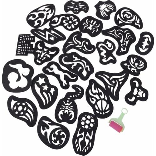 25PCS Hair Tattoo Template Hair Trimmer Carved Coloring Cool Hairstyling Tool