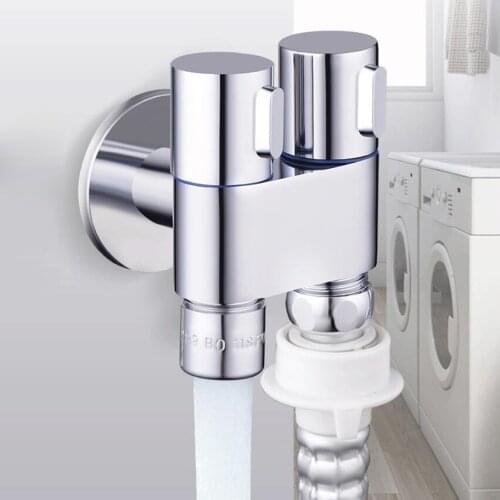 Bibcock Faucets Outdoor Garden Mixer Black/Chrome Brass Wall Mounted Double using Bathroom Washing Machine Faucet Basin Taps