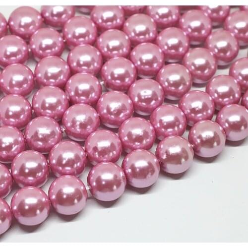 Dark pink shell simulated-pearl round spacers beads 4,6,8,10,12,14mm fit diy necklace jewelry making accessories 15inch B1608