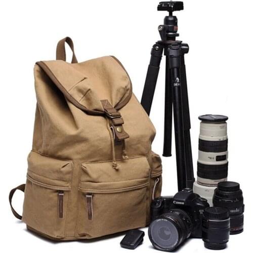 Waterproof Canvas DSLR SLR Camera Backpack Rucksack Bag Shockproof Photography Shoulder Case for Nikon Digital Camera Video