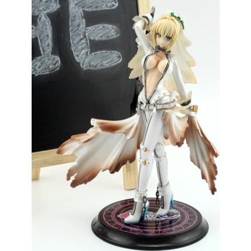 Japanese anime figure Fate stay night saber white dress ver action figure collectible model toys for boys