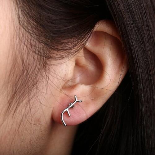 1 Pair Elegant Woman Original Design Stud Earrings Wholesale Punk Vintage Retro Animal Deer Head Deer Antler Earrings