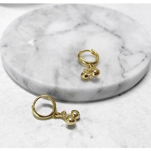 U-Magical Hyperbole Cherry Round Ball Hoop Earrings for Women Statement Gold Color Metallic Small Fruit Earrings Jewellery