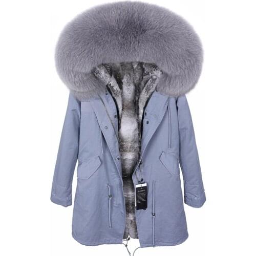 Winter clothes women real fur collar Natural fur rabbit fur lining fur coats