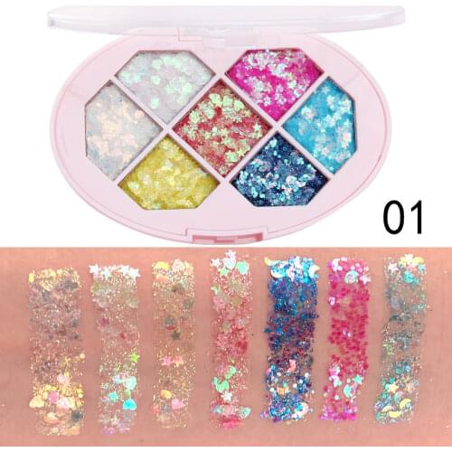 CmaaDu 1Pcs Diamond Sequins Glitter Eyeshadow Palette Waterproof Pigments Glow Eyeshadow Fashion Festival Party Cosmetics