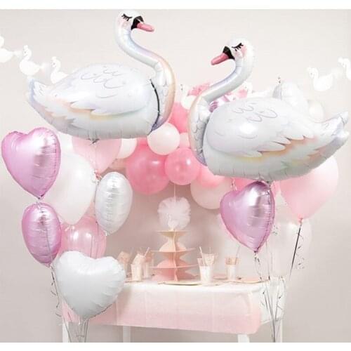 1pc Big White Swan cartoon Foil Balloons Happy Birthday Party Wedding Decorations Baby Shower Air Globos Kids Toy Supplies