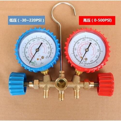1Pcs R22 Refrigerants Manifold Gauges Tools Set Double Table Valve Three Colored-hoses Air Conditionin Car-Stying