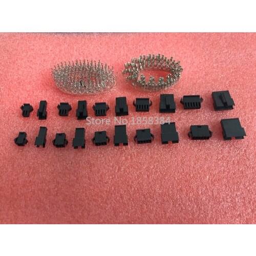 10sets/lot SM 2.54 2P 3P 4P 5P 6P Pitch 2.54 mm male + female socket connector with metal terminal free shipping