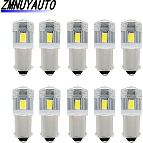 10PCS 12V Car Lamp BA9S T4W 5630 5730 6SMD Projector White Auto Interior License Plate Light Reading Wedge Dome Side Bulbs