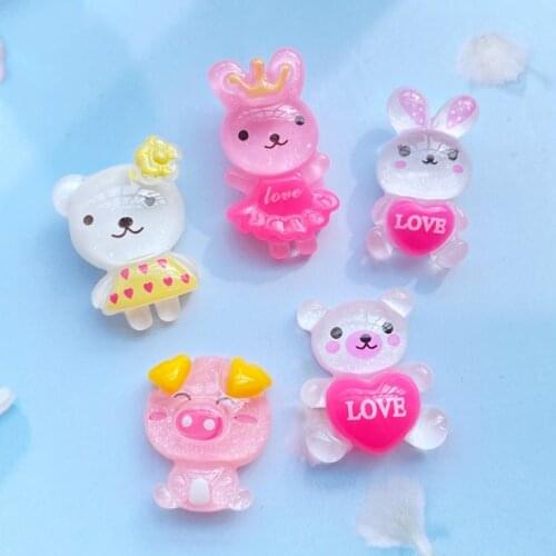 20Pcs Cute Mixed Mini Small animals Flat Back Resin Art Supply Decoration Charm Craft hair bow center Scrapbook Accessories H480