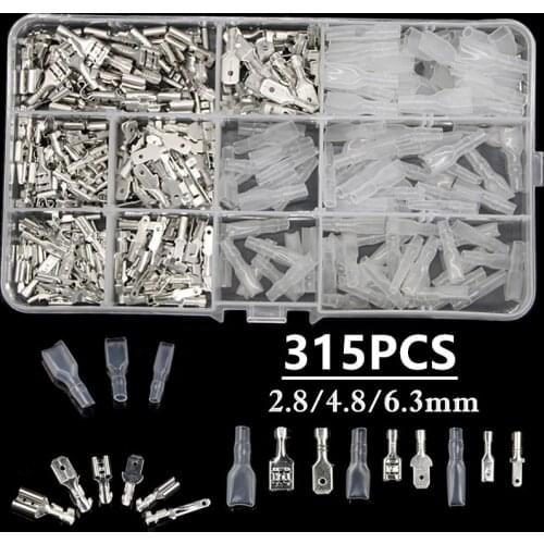 315Pcs Insulated Male Female Wire Connector 2.8/4.8/6.3mm Electrical Wire Crimp Terminals Spade Connectors Assorted Kit