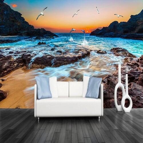 Custom 3D Photo Wallpaper Sandy Beach Seascape Seaside Landscape Large Mural Living Room Restaurant Kitchen Waterproof Wallpaper