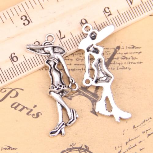 10pcs Charms lady girl 39x15mm Antique Pendants,Vintage Tibetan Silver Jewelry,DIY for bracelet necklace