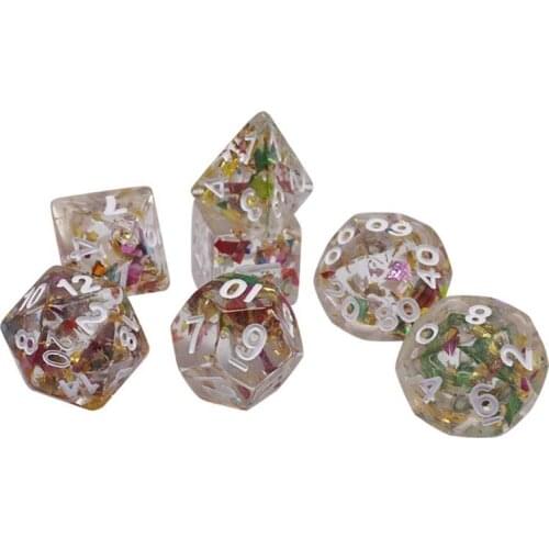 7pcs Transparent Multicolored Polyhedral Dice Set TRPG DND Table Game Dice