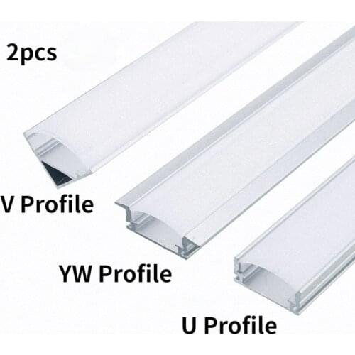 2pcs 30/50cm U V YW Aluminium Channel Holder Corner Connector for LED Strip Light Bar Under Cabinet Lamp Kitchen Milky White