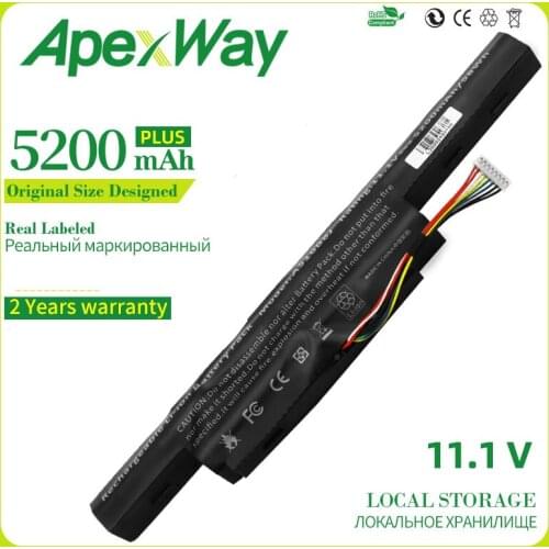 ApexWay 11.1V 6600mAh New AS16B5J AS16B8J Laptop Battery for Acer Aspire E5-575G-53VG 3ICR19/66-2 Free 2 Years Warranty 6 CELL