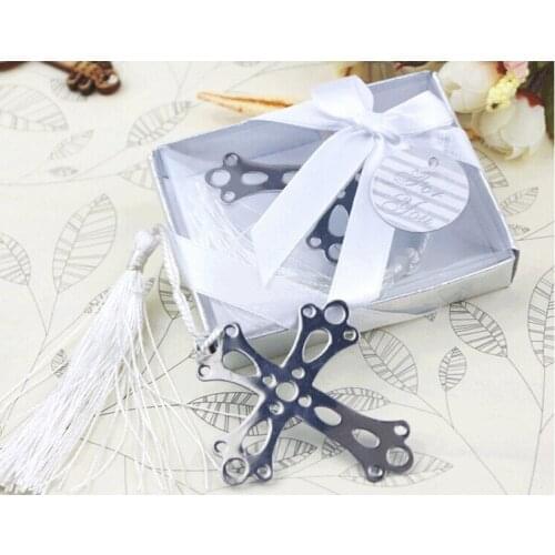 Free shipping Creative stainless steel bookmarks silver cross bookmarks/gift bookmark with tassels,150pcs/lot,wholesale