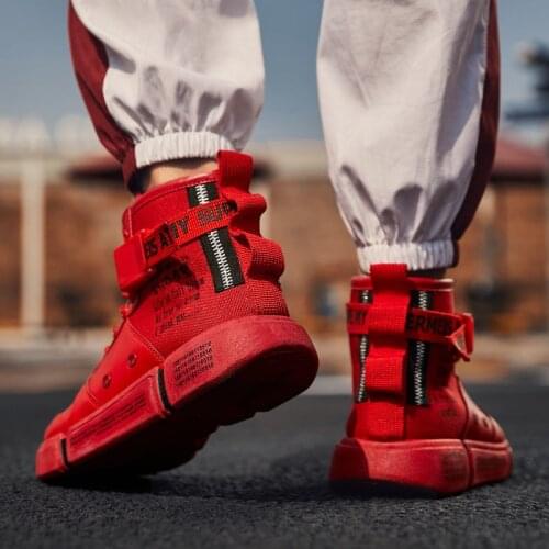 Brand Brown Skateboard Shoes High Top Leisure Sneakers For Men Red Breathable Sports Shoes Fashion Casual Shoes Chaussure Homme