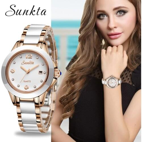 SUNKTA New Rose Gold Watch Women Quartz Watches Ladies Top Brand Luxury Female Wrist Watch Girl Clock Wife gift Zegarek Damski