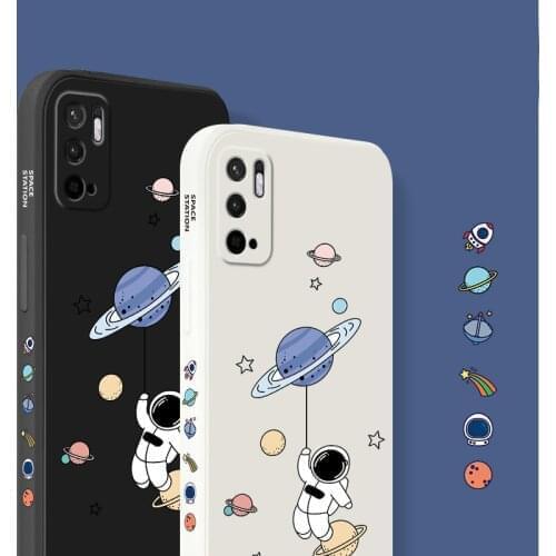 For Xiaomi POCO M3 Pro Case Soft Liquid silicone Cartoon Square Skin protective Back Cover Case For xiaomi POCO X3 F3 GT F2 Pro