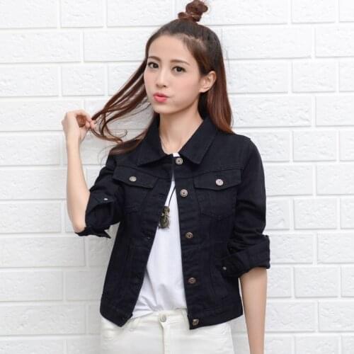 Denim Jacket White and Black Color women Jacket girls Long Sleeve Jacket Korean Slim Fit girls clothing