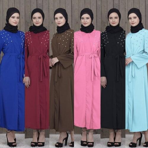 Elegant Adult Long sleeve Muslim hijab Dresses Abaya Arab Turkish Singapore Aardigan Jilbab Dubai Clothing Women Islamic robe